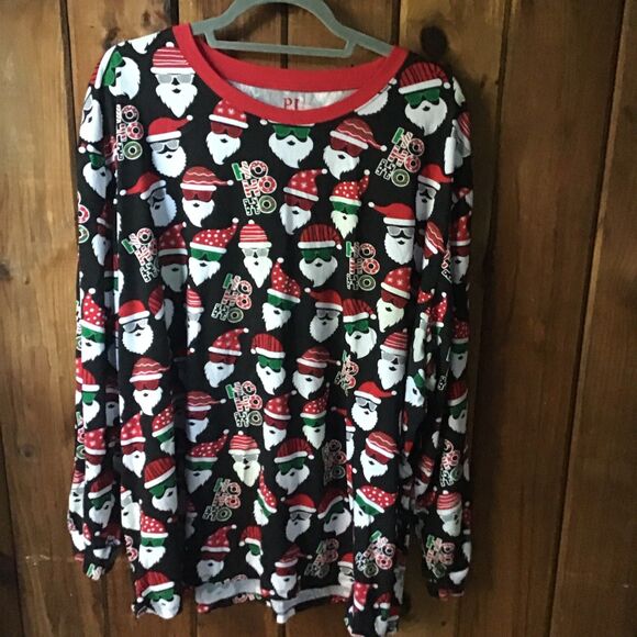 PJ Place Pajamas Size XXXL Black Cool Santa 2 Piece Long Sleeves Christmas - Picture 2 of 13